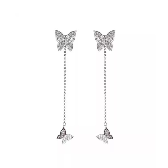 NEW Silver 925 2 piece Butterfly drop Earrings - Picture 5 of 5